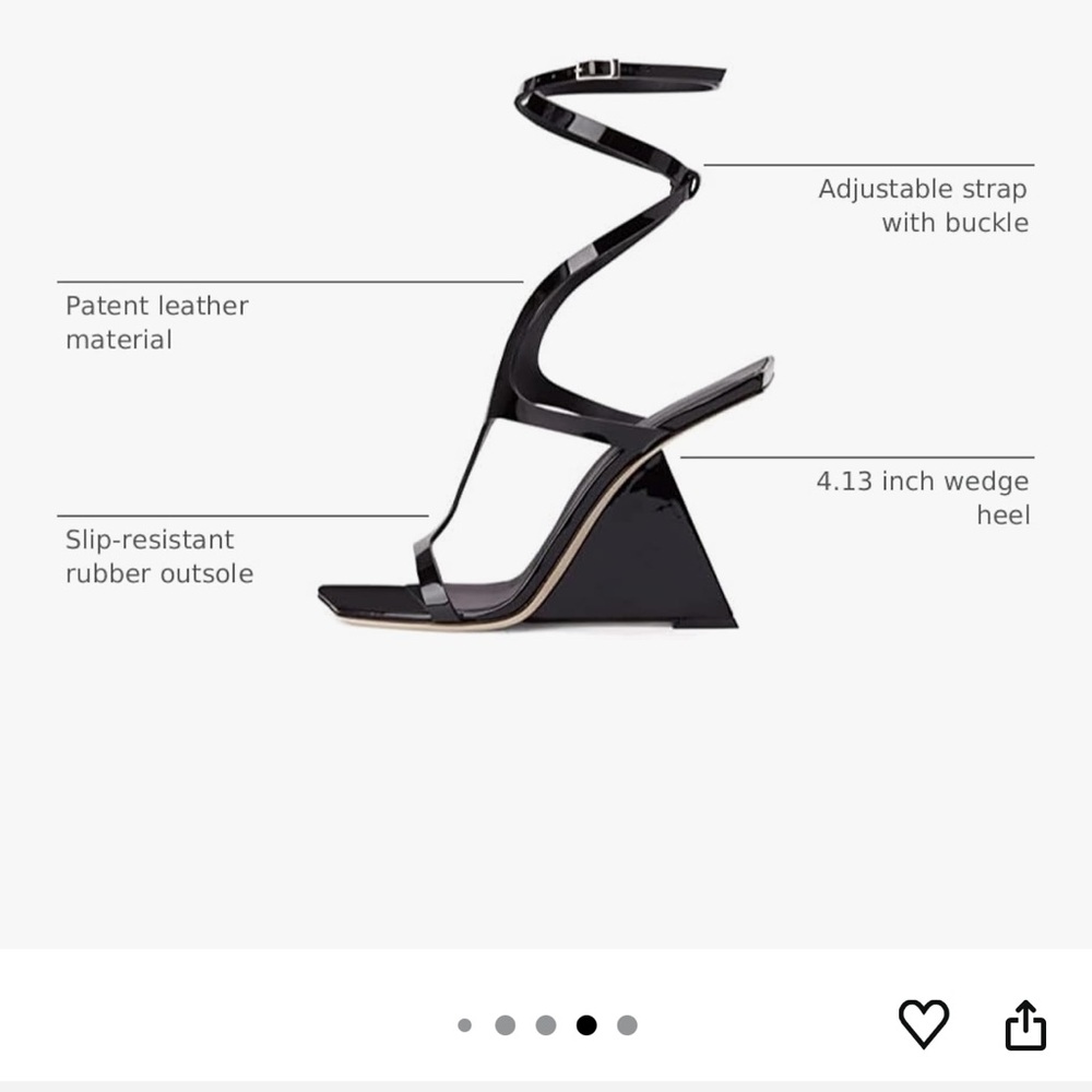 Brand New Black Patent Sculptural Wedge Heels – Size 6 – 4.13” Heel - Picture 9 of 9